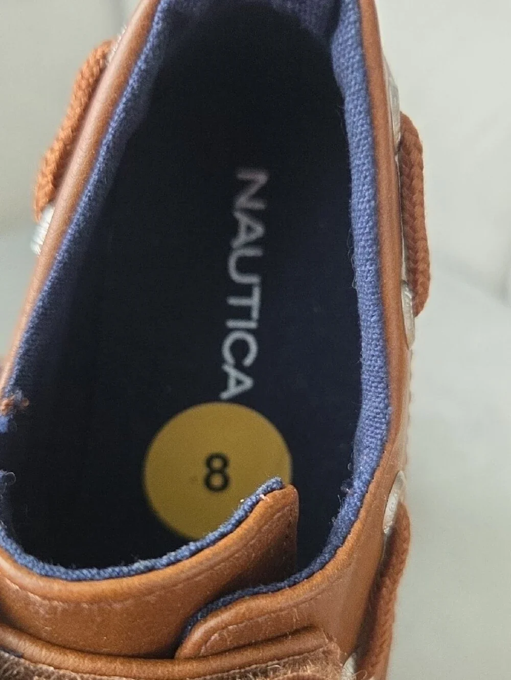 Nautica Brown and White Kids Moccasin Boat Shoes NWT toddler Size 8